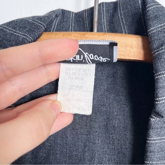 vintage • 1990s blazer mini dress double breasted grey pinstripe Zendaya - Picture 5 of 8